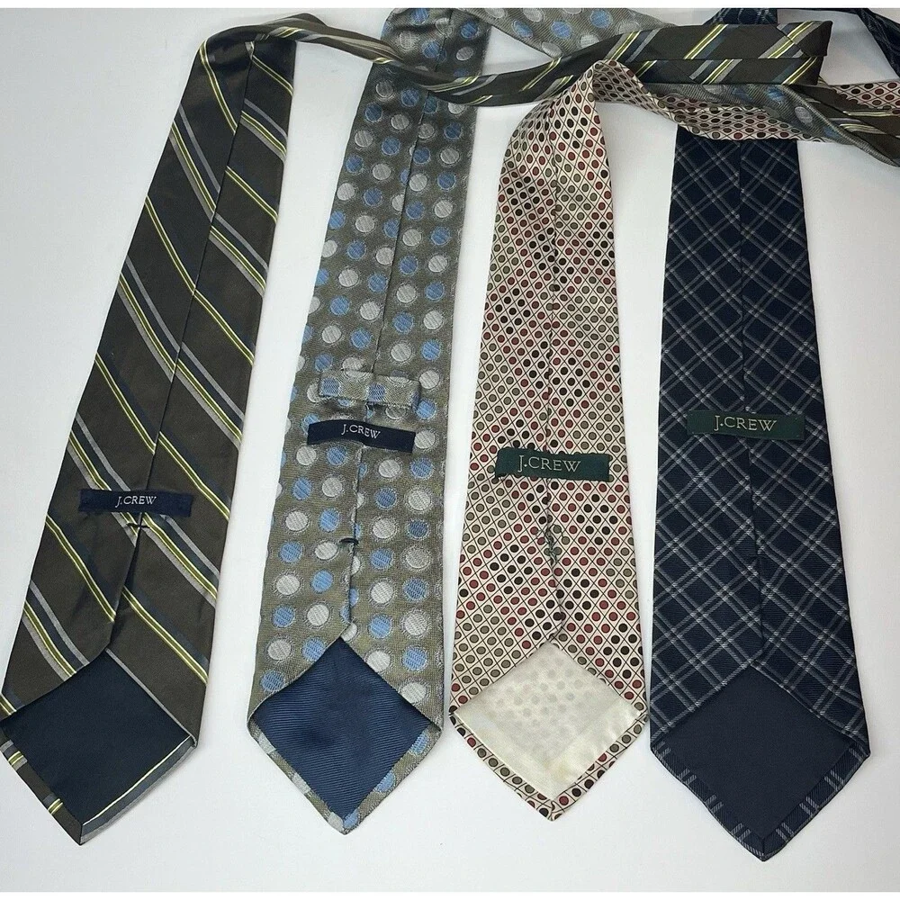 J. Crew Silk Neck Tie Lot of 4 Men's Multicolor Striped Geometric USA/Italy